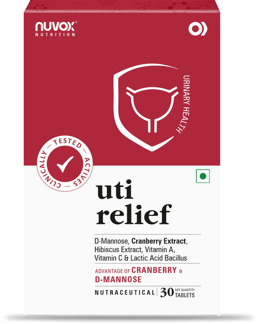 Nuvox UTI Relief- Advanced Urinary Tract Support with Cranberry, D-Mannose & Hibiscus Extract (30 tabs in 1 Pack)