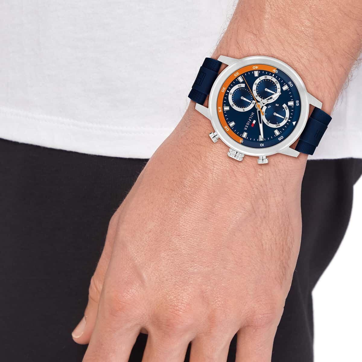 Tommy Hilfiger Rocky Quartz Analog with Blue Dial Blue Silicone Strap Watch for Men - TH1792177