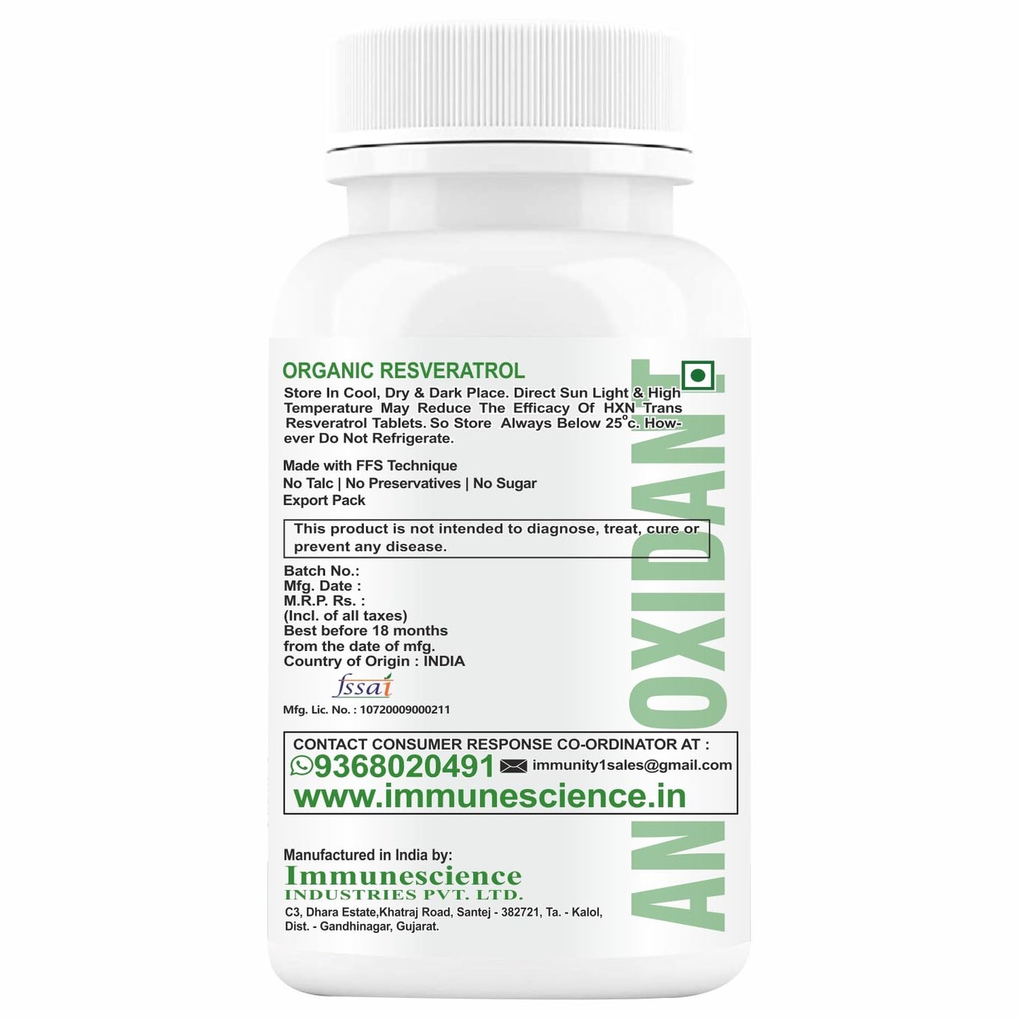 HXN Resveratrol 500mg Supplements With Grape Seed Extract, Quercetin Powder, Pomegranate To Balance Cholesterol, Antioxidant & Heart Health Care-60 Tablets (Pack 1)