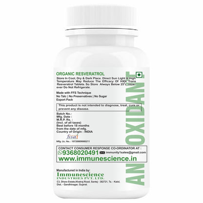 HXN Resveratrol 500mg Supplements With Grape Seed Extract, Quercetin Powder, Pomegranate To Balance Cholesterol, Antioxidant & Heart Health Care-60 Tablets (Pack 1)