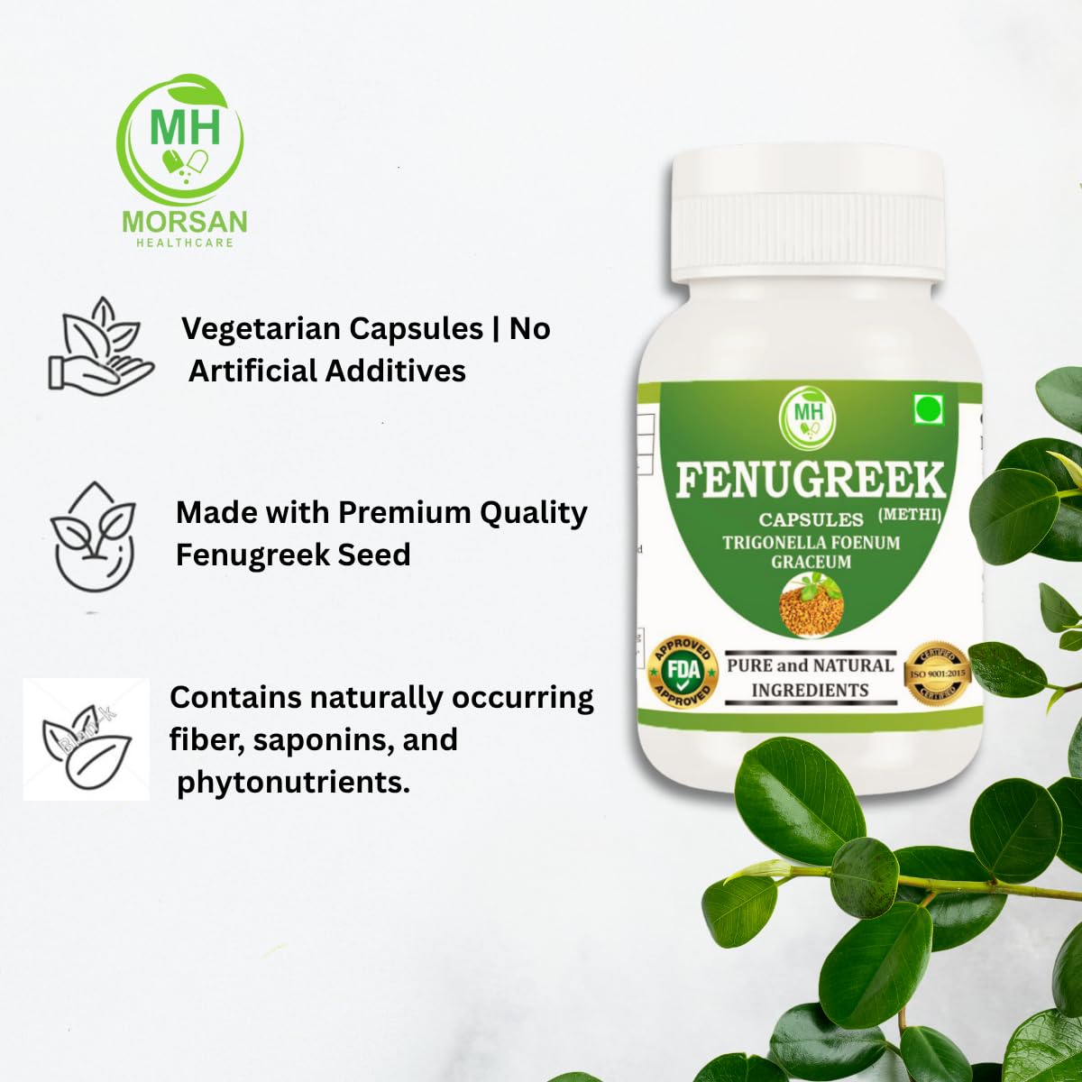 Fenugreek Capsules 500 mg – 60 Veg Capsules | Methi Extract | Herbal Supplement | Plant-Based | Vegan & Gluten-Free