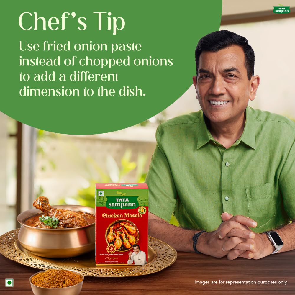 Tata Sampann Chicken Masala with Natural Oils, 100g, Crafted by Chef Sanjeev Kapoor, With Chef’s Exclusive Tip, Rich Aroma & Flavour