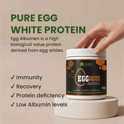 Madren Healthcare Egg Albumen Protein Powder | Unflavoured | Egg White Protein Powder | Non-GMO Gluten-Free Lactose-Free | Natural Protein Source | Easy to Add in Daily Diet | Healthy Diet (200gm)