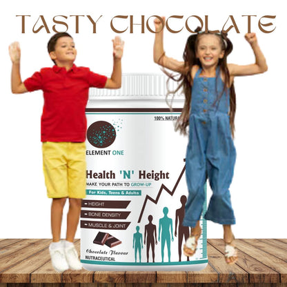 Element One Health N Height Ayurvedic Supplement For Kids Childrens Adults with Extracted Herbs Mixed Protein with Vitamins Minerals Chocolaate Flavor 200 Gram Pack of 2