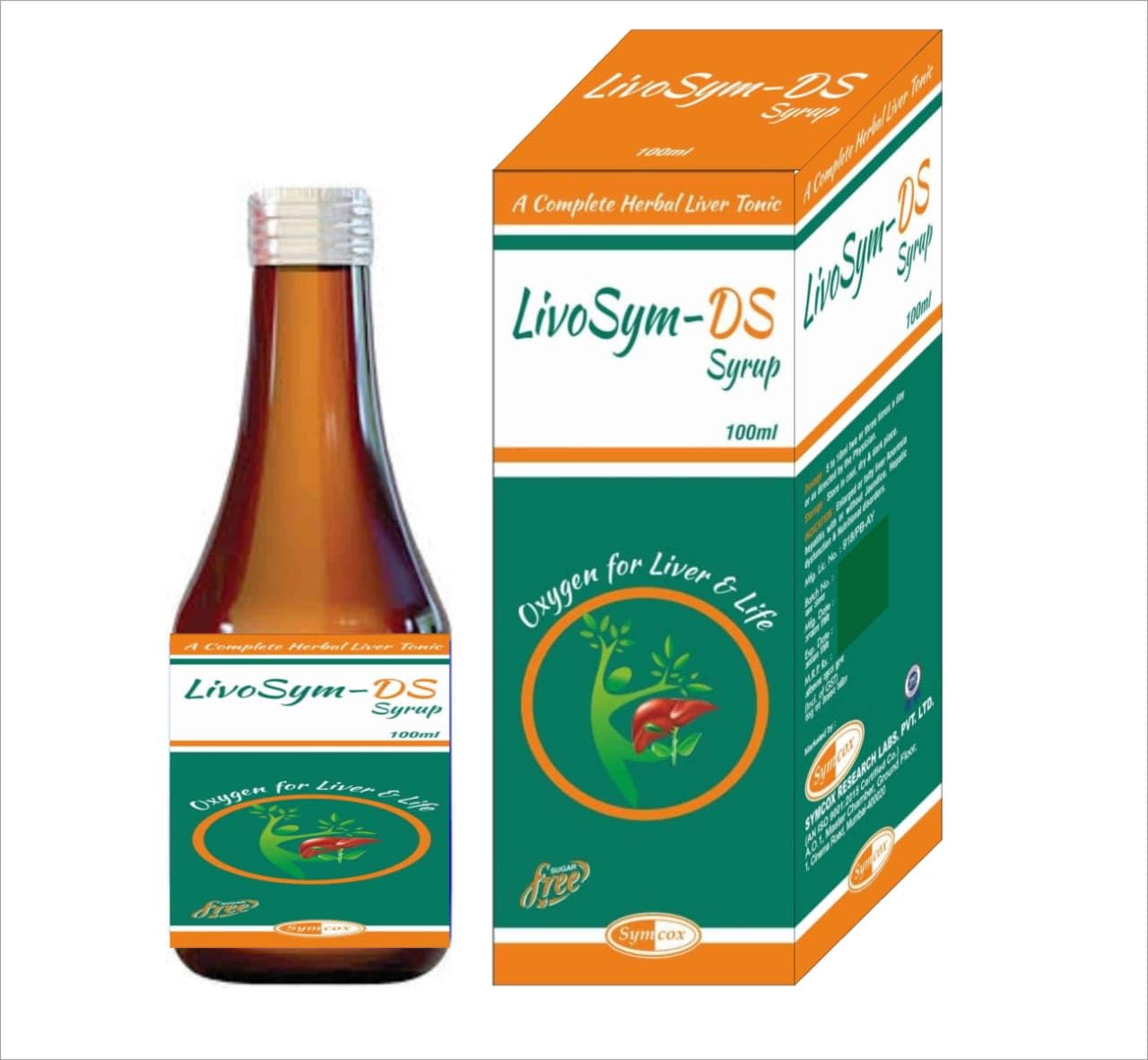 SYMCOX Livosym D.S Ayurvedic Liver Syrup 100ml - Natural Liver Detox Tonic for Immunity Boost | Bhringraj, Makoy, Kutki | 100ml x 1 | Pack of 1
