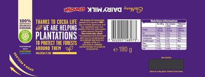 Cadbury Dairy Milk Chocolate Crunchie Bits Bar, 100% Sustainably Sourced Cocoa With Honeycomb Pieces 180g (From UK) With Free Flavourito Kunafa Pistachio Chocolate Bar, 20g By Decadent Foods