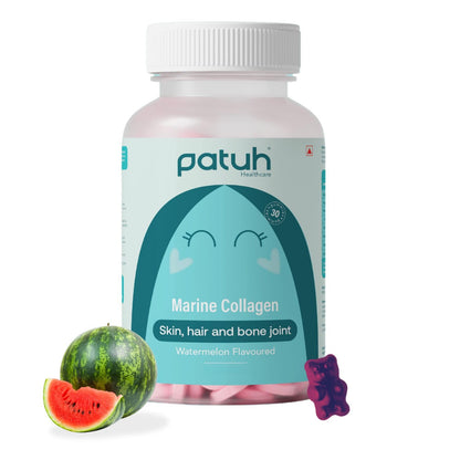 PATUH HEALTHCARE Marine Collagen Gummies for Skin, Hair & Bone Joint | Marine Collagen Supplements Women & Men | Reduces Signs of Aging (Pack of 1, Standard)