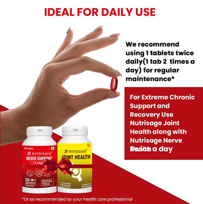 Nutrisage Nerve Support Formula- Neuropathy Support Supplement, with 600 mg Alpha Lipoic Acid, Pine Bark, L-Carnitine, Magnesium & Potent Herbs, Non-GMO Nerve Support, 60 tab-1mth course (1)