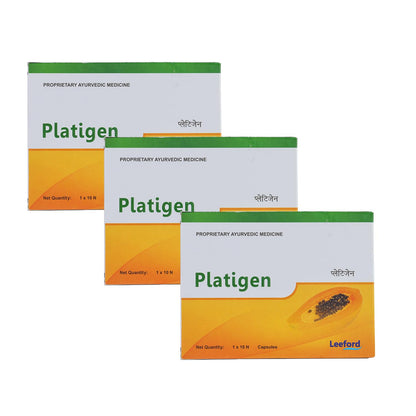 Leeford Platigen Platelet Booster Capsules 10 Capsules | Natural Platelet Booster | Post-Viral Recovery & Immunity Support | Ayurvedic formula to Rebuild Energy and Strength (Pack of 3)