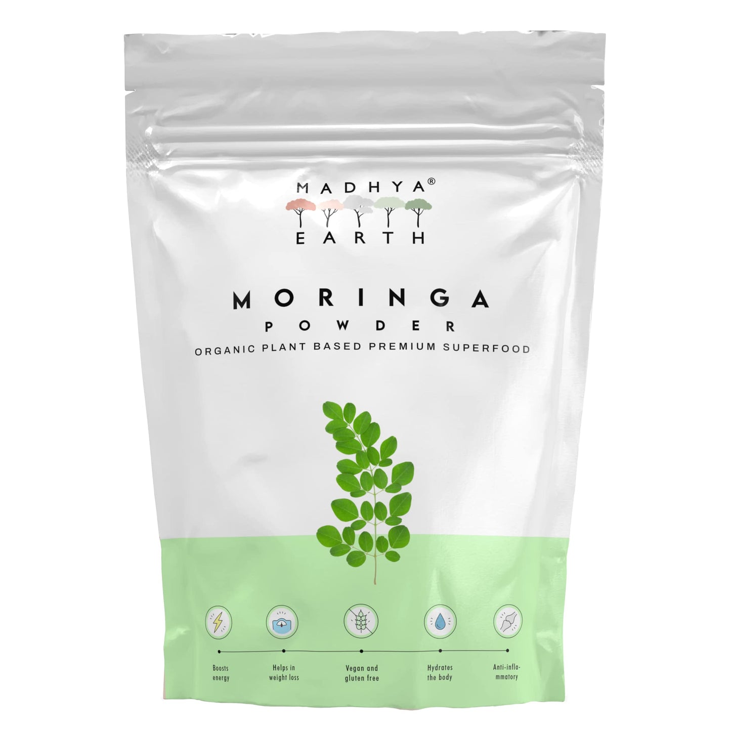 Madhya Earth Moringa Powder | 100% Pure & Natural | Moringa Leaf Powder for help in hair growth and Weight loss | Ayurvedic (200gm)