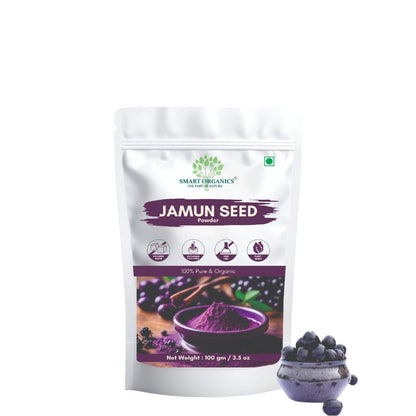 SMART ORGANICS Jamun Seedless Powder | Pure and Natural Herbal Nutrition | Plant Based Supplement for Daily Wellness Immunity Support Sugar Balance and Digestive Care (100gm)