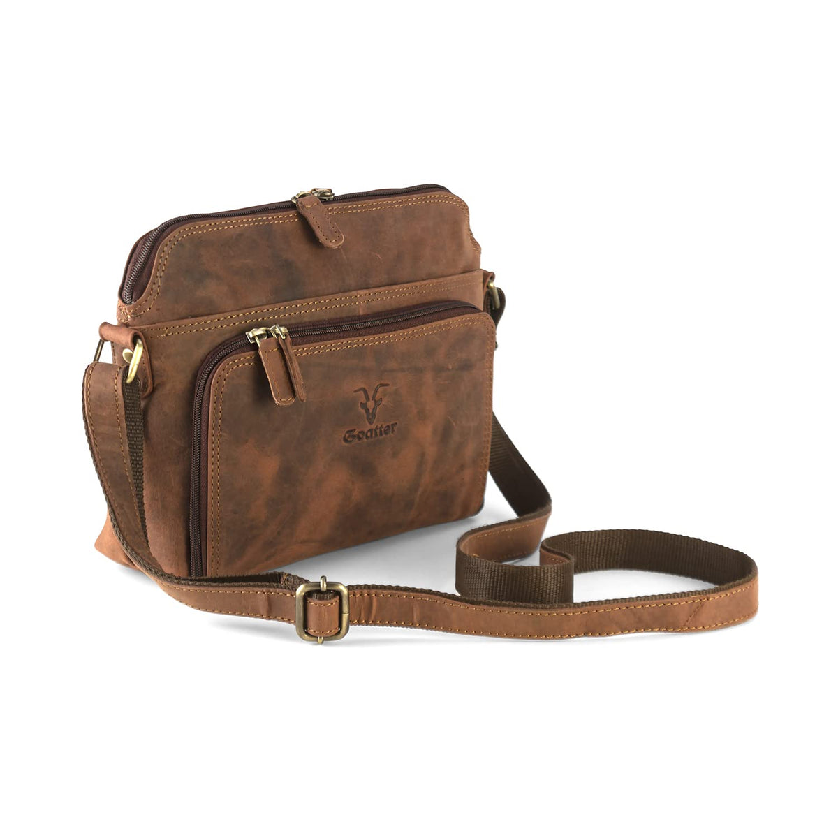 Goatter Hunter Leather Casual Sling Bag for Girls and Women (Coffee Brown)