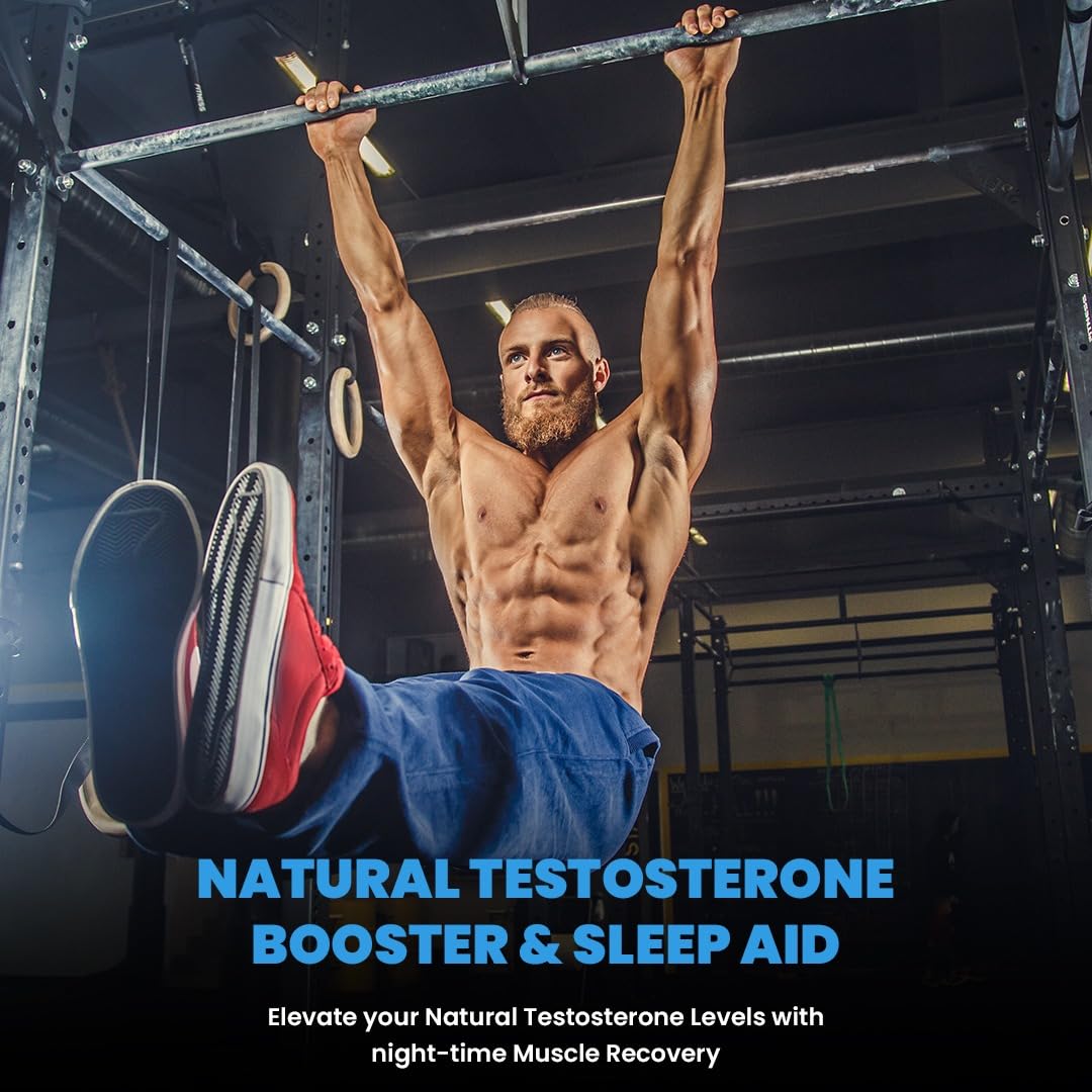 Naturyz Triple Strength ZMA Plus PM with Melatonin for Night Recovery & Muscle Strength Support Supplement with 450 mg Magnesium Aspartate, Tribulus, B6 & Black Pepper for Men - 60 Tablets