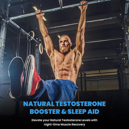 Naturyz Triple Strength ZMA Plus PM with Melatonin for Night Recovery & Muscle Strength Support Supplement with 450 mg Magnesium Aspartate, Tribulus, B6 & Black Pepper for Men - 60 Tablets