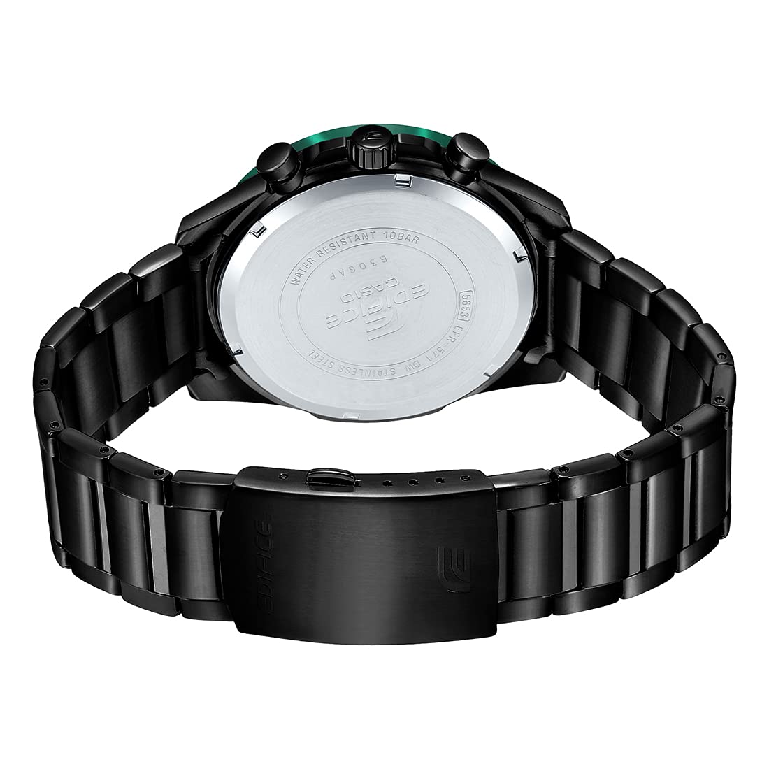 Casio Edifice EFR-571DC-1AVUDF Black Analog Dial Black Stainless Steel Band Men's Watch Chronograph 100M Water Resistant ED514