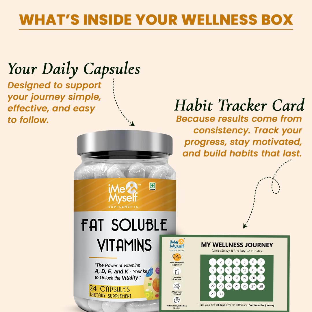 iMeMyself Fat-Soluble Vitamin A, D, E, K Capsules - 24 Count | Supplement for Wellness