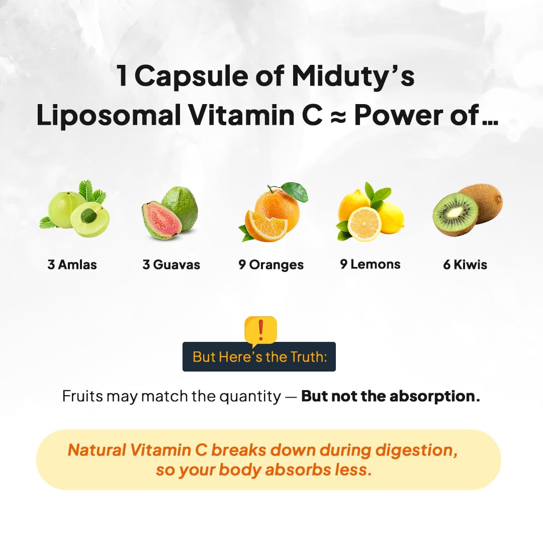 Miduty Liposomal Vitamin C Supplement Bioavailability, Antioxidant Vita- image 5