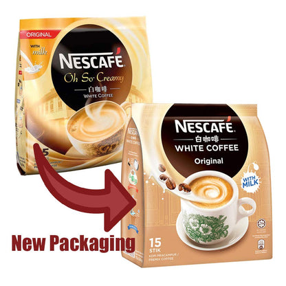 Nescafe Ipoh White Coffee Original (15 Sachets) - "Oh So Creamy" Premix Instant Coffee Deliciously Milky, Creamy & Aromatic Coffee With A Rich Layer Of Foam Just Mix With Water - Instant, Bag, 0.68 Kg
