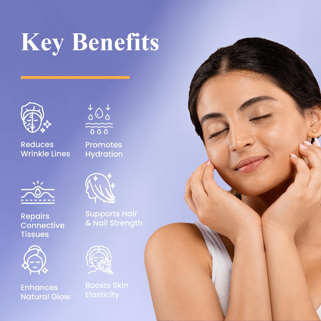 Nutrivana Marine Collagen Powder for Women & Men | Hydrolyzed Collagen Supplements with High Protein for Skin with Vitamin C & Biotin, Collagen Peptides | For Glowing, Youthful Skin | Orange Flavour (210g)