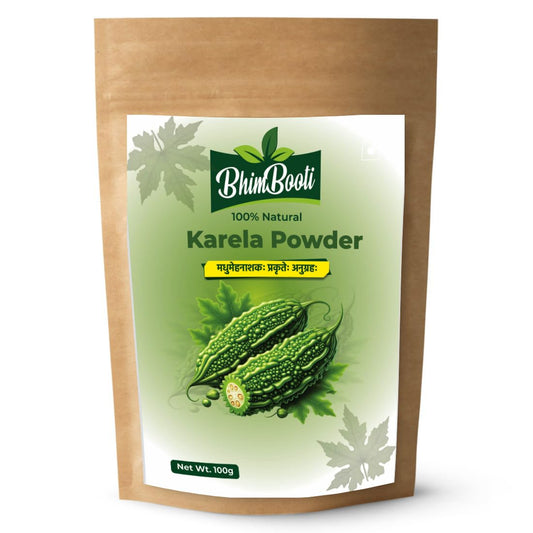 BhimBooti 100% Natural Karela Powder | Pure Herbal Ayurvedic Supplement for Face Pack, Skin, Blood Sugar Management, Liver Health & Digestion | Rich in Antioxidants & Nutrients & Detox – 100g