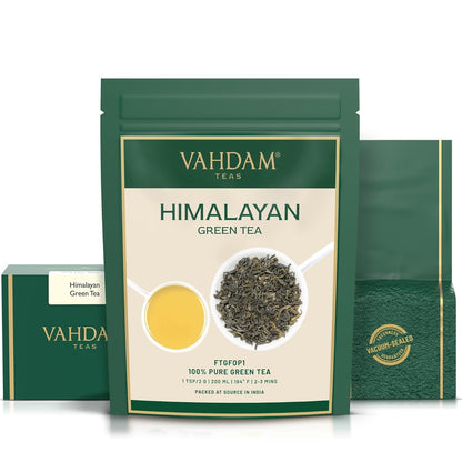 VAHDAM, Himalayan Green Tea Leaves - 100g | Non GMO, Gluten Free |Natural, High Elevation Grown Tea Leaves From Himalayas | Pure Green Tea | Vacuum Sealed for Freshness