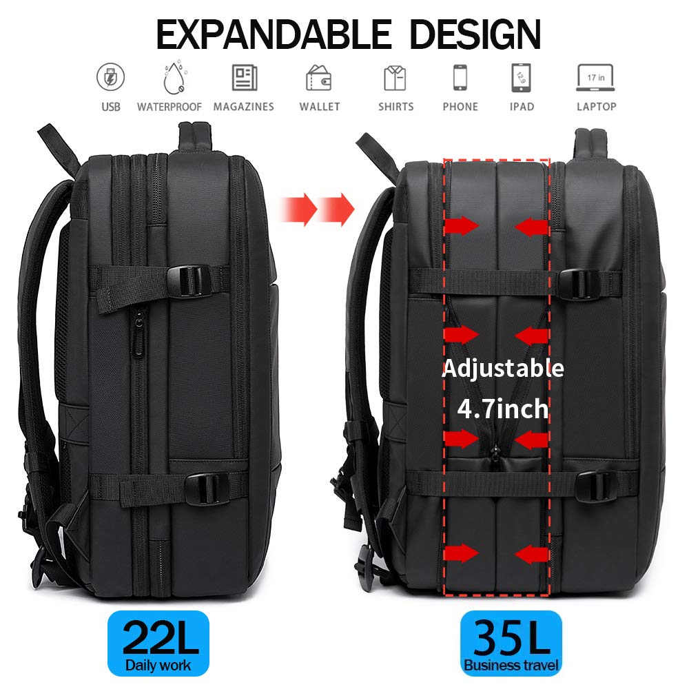 BANGE Titan Ultrafit 5.6-inch Laptop Bag Backpack for Men and Women 35L Outdoor and Camping 3in1 Office Bag,Travelling,Backpack - Black