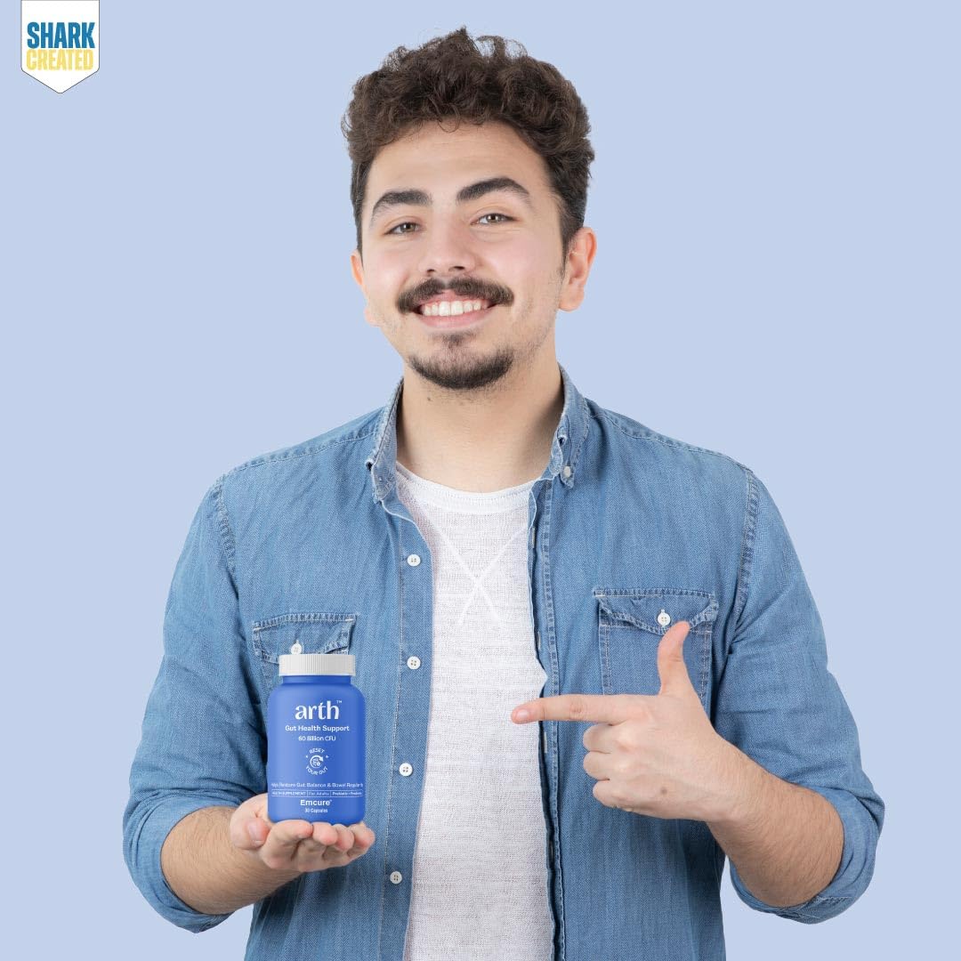 Arth Gut Health Capsules | Prebiotic & Probiotic Supplement with 60 Billion CFUs | Helps with Digestive Health, Gut Balance, Bowel Regularity, Bloating & Gas | Supports Immunity| 30N Veg