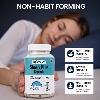 AVW Sleep Plus Ayurvedic Capsules – 60 Capsules | Advanced Herbal Night Support for Relaxation, Calm Mind & Restful Wellness