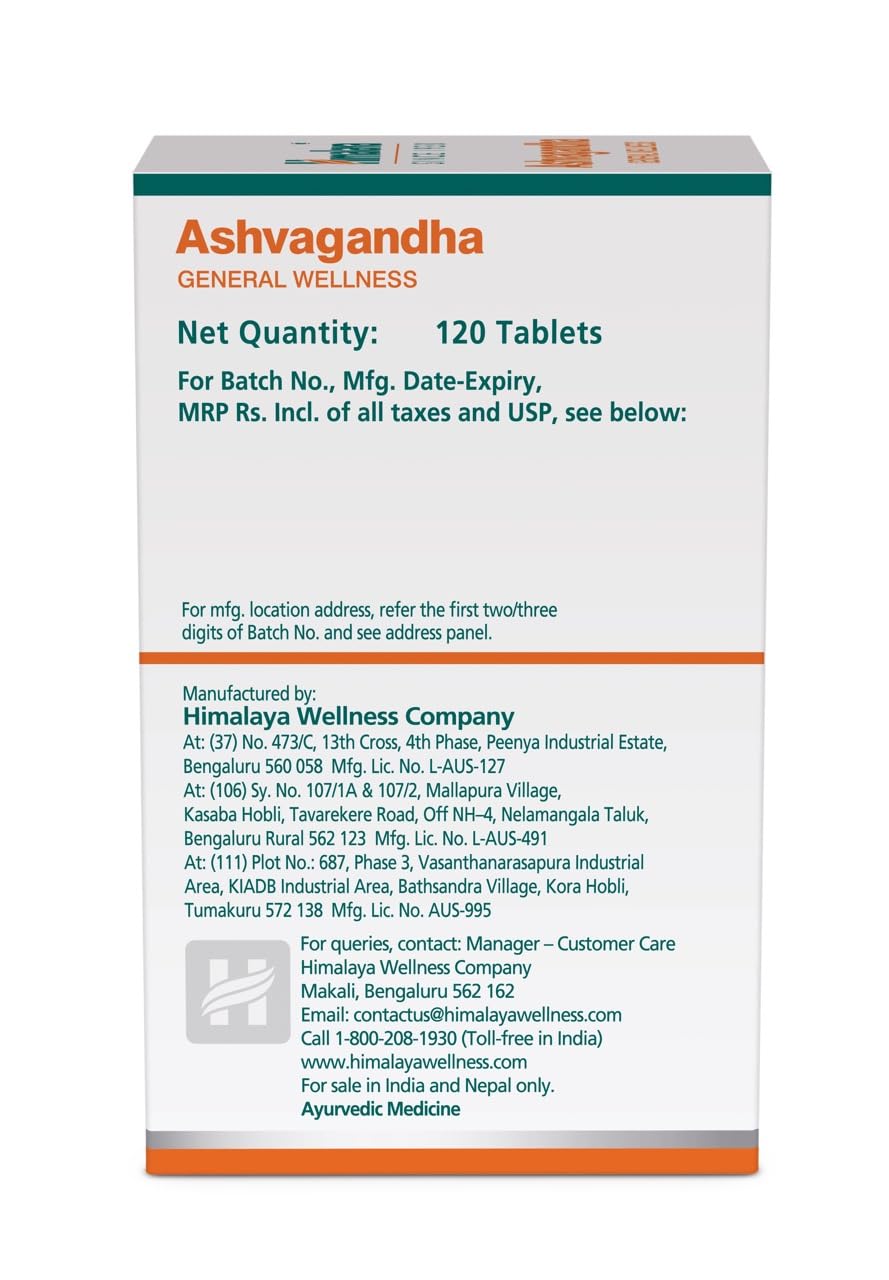 Himalaya Ashvagandha - 120 Tablets | Stress Relief | Rejuvenates Mind & Body | Improves Strength & Energy | General Wellness