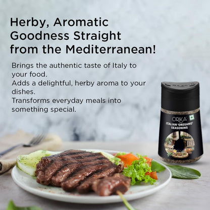 Orika Italian Seasoning 60g | Oregano Seasoning For Pizza, Pasta, Garlic Bread & Italian Food | Classic Blend Of Italian Mixed Herbs | Moisture Resistant Sprinkler Jar | No Artificial Flavours and Colours