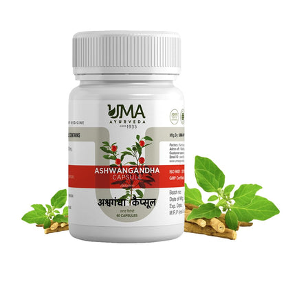 Uma Ayurveda Organic Ashwagandha Capsules for Men | Helpful Release Stress 60 Ca