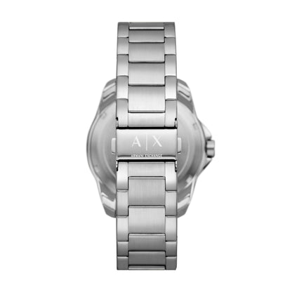Armani Exchange Stainless Steel Analog Black Dial Men Watch-Ax1955, Silver Band