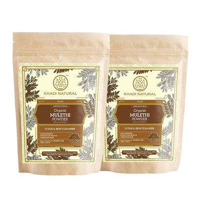 Khadi Natural Mulethi Organic Powder Pack | Herbal Skin & Hair Care Remedy | Natural & Pure Mulethi Powder- Pack of 2 (100 g x 2) (200 g)