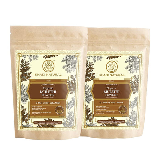 Khadi Natural Mulethi Organic Powder Pack | Herbal Skin & Hair Care Remedy | Natural & Pure Mulethi Powder- Pack of 2 (100 g x 2) (200 g)