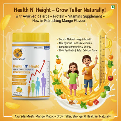 Health N Height Nutritional Powder | Balanced Nutrition with Protein, Vitamins & Minerals | For Kids & Teens | Mango Flavours |
