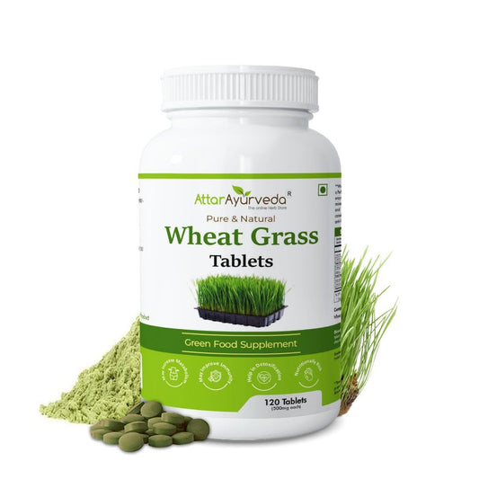 Attar Ayurveda Wheat Grass Tablets (120 Tablets, 500mg) - Natural Antioxidant Superfood, Supports Healthy Joints, Immunity Booster, Non-GMO, Vegan