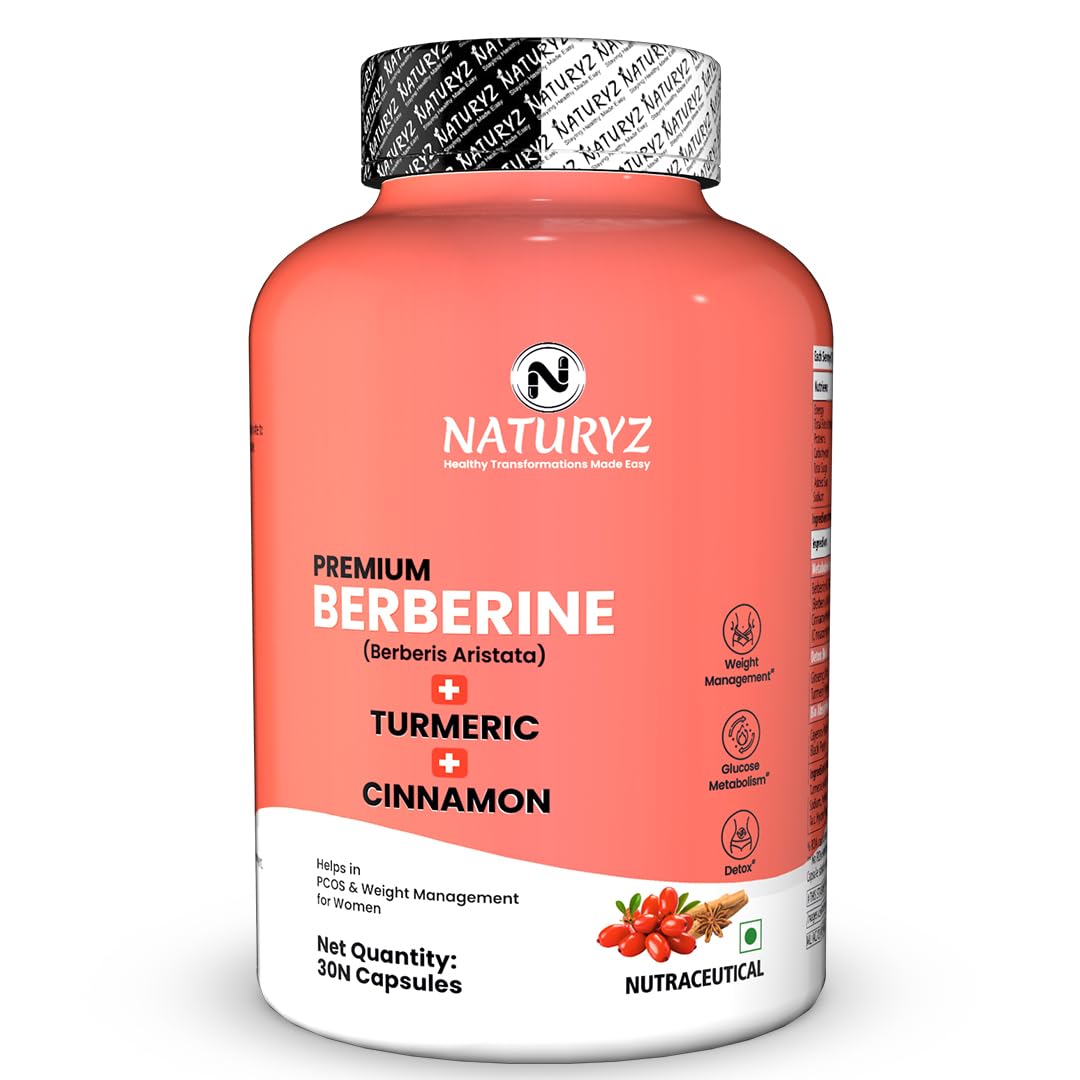 NATURYZ Premium Berberine + Cinnamon + Turmeric Weight Loss Supplement for Women – Vegetarian