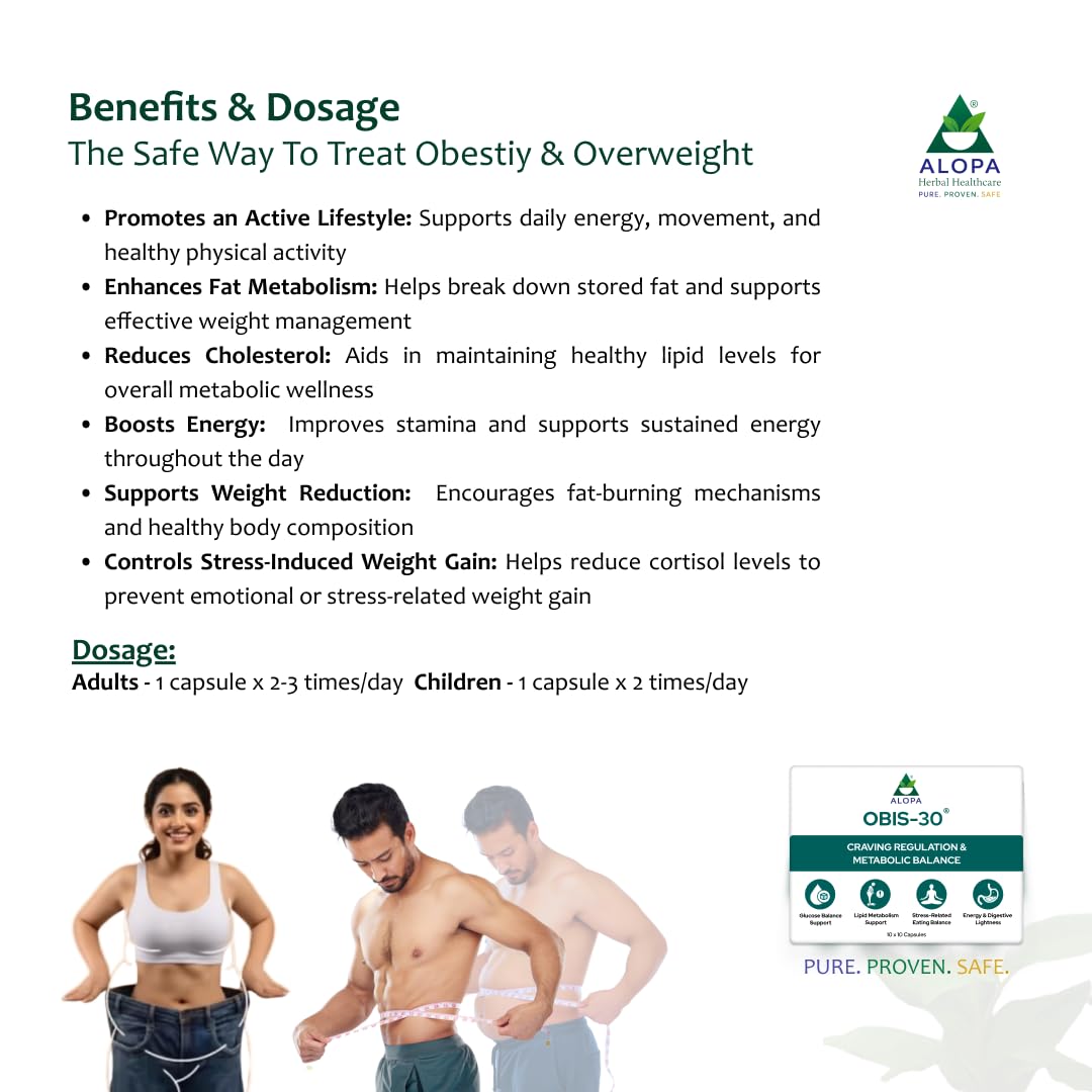 Alopa Obis-30: 10x10 Capsules – Natural Craving Control & Metabolic Reset | Reduces Sugar & Carb Cravings | Supports Mindful Weight Management, Energy & Mental Clarity | 100% Ayurvedic, Non-Addictive, Zero Side Effects