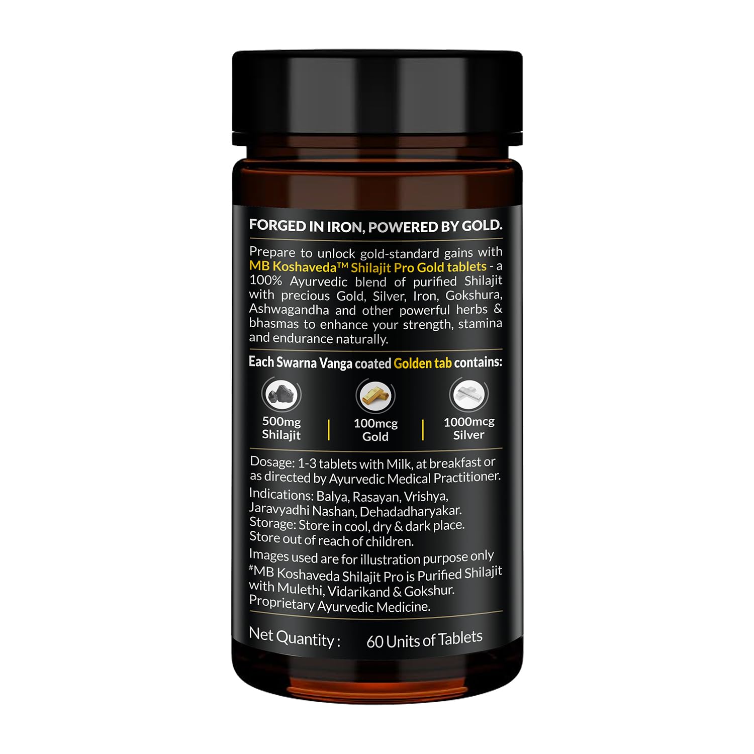 Koshaveda Shilajit Pro Gold by MuscleBlaze (60 Tablets) | Fortified wit- image 4