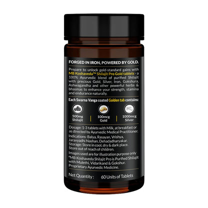 Koshaveda Shilajit Pro Gold by MuscleBlaze (60 Tablets) | Fortified wit- image 4