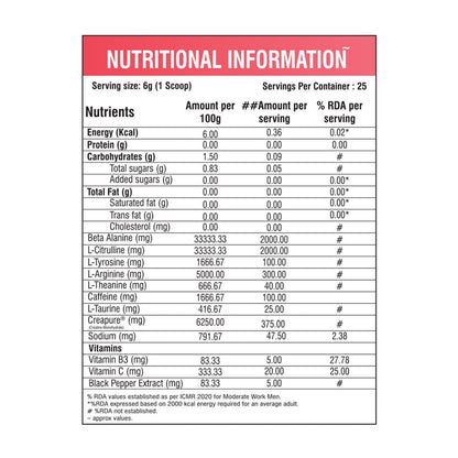 ProQuest Nutrition Q3 Pre-Workout Powder, Salted Watermelon, Flavour, 150g (25 Servings) | With Beta-Alanine & Creatine | Muscle Pump, Energy, Focus, Endurance & Performance | Zero Added Sugar
