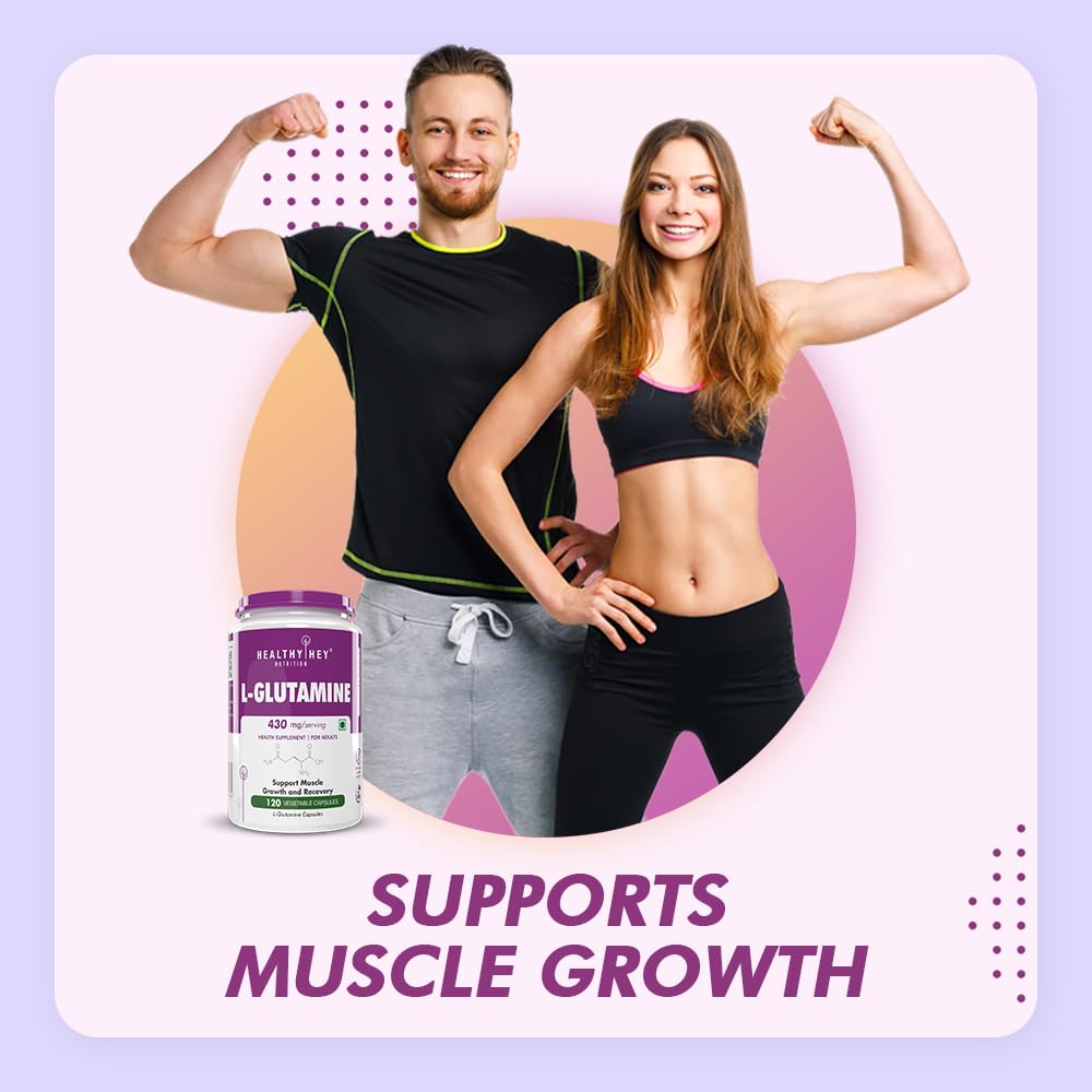 HealthyHey L Glutamine Capsules High Strength-120 Capsules