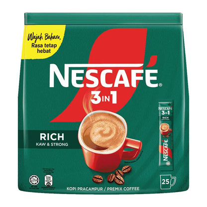 Nescafe 3 In1 Rich Premix Coffee 25 Sticks 450Gram, Bag