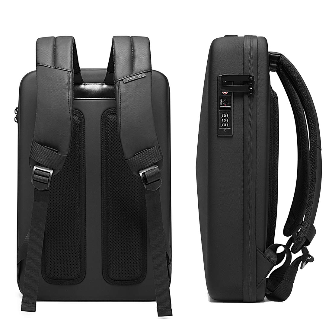 BANGE Multifunctional Hard Shell Water Resistant Business Travel Laptop Backpack (Black)
