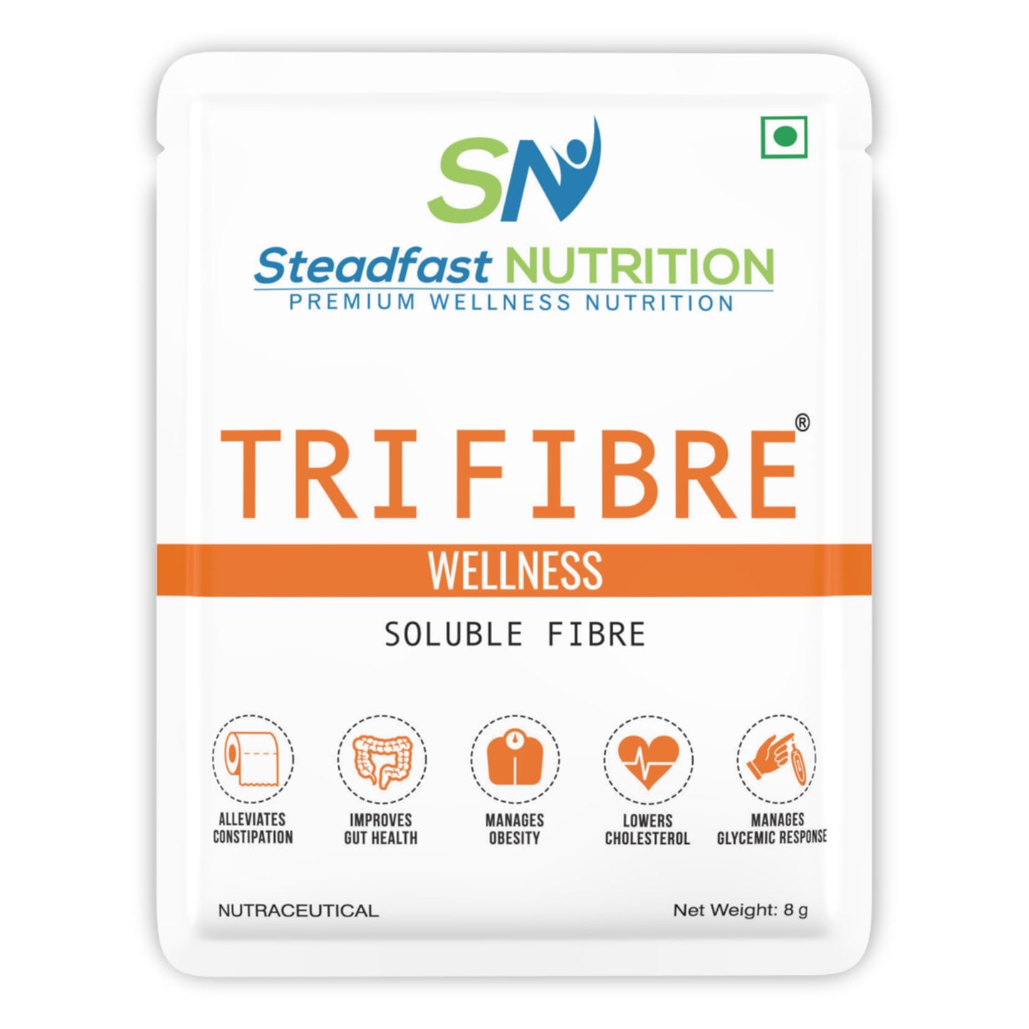 Steadfast Nutrition Tri Fibre Clear Soluble Fiber Supplement for Healthy Gut & constipation Relief Gluten Free (Unflavoured 30 Sachets, 240g)