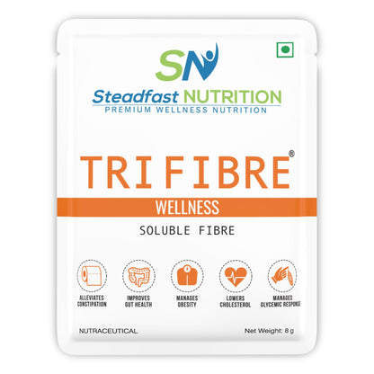 Steadfast Nutrition Tri Fibre Clear Soluble Fiber Supplement for Healthy Gut & constipation Relief Gluten Free (Unflavoured 30 Sachets, 240g)