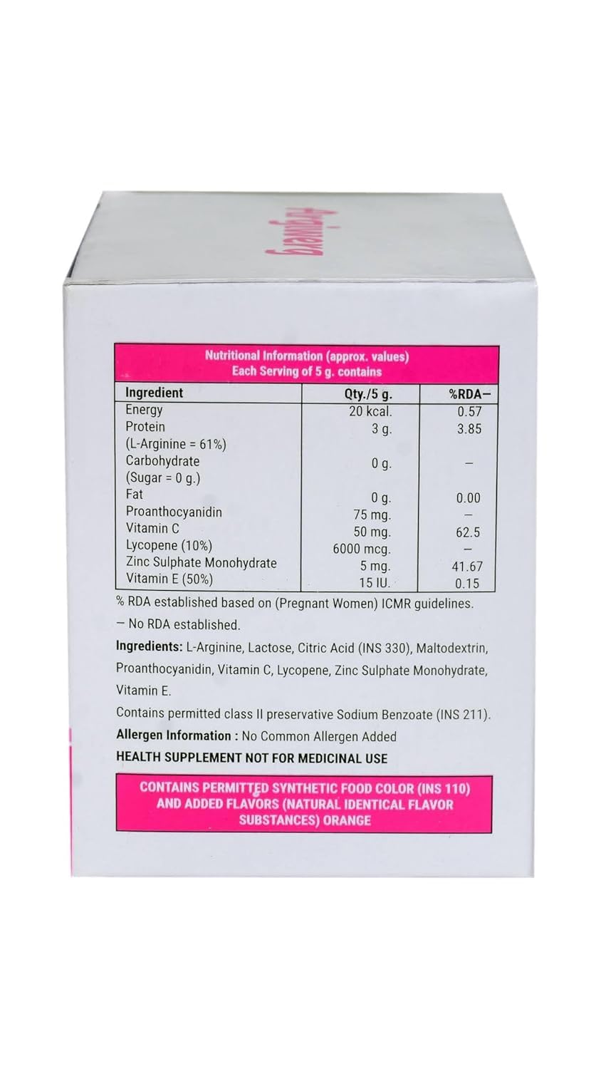 Argiwerg L-Arginine, Lycopene, Proanthocyanidin, Vitamins & Zinc Granules Sachets for Men & Women | Energy, Stamina & Antioxidant Support Drink Mix | Orange Flavour | 20 Sachets (Pack of 2)