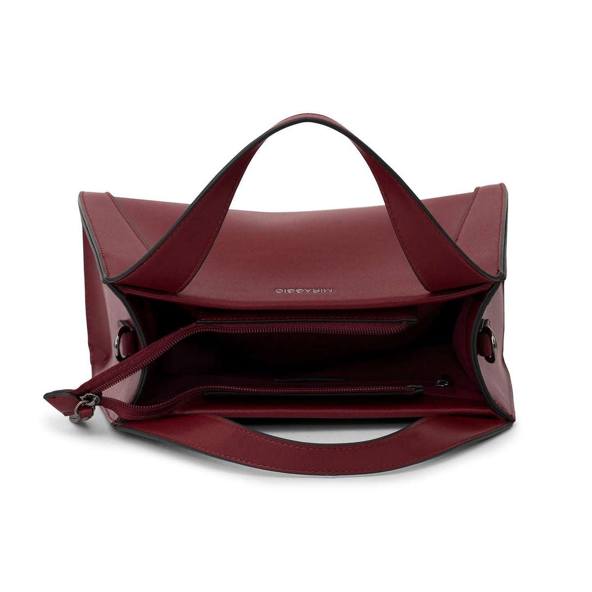 Miraggio Risa Top-Handle Satchel Handbag for Women with Detachable & Adjustable Sling Strap (Wine)
