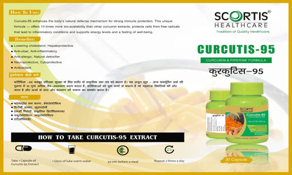 SCORTIS HEALTH CARE Curcutis-95 appears to be a health supplement from Scortis Healthcare CURCUTIS-95 (95% CURCUMINOIDS) (30 No) Pack of 1