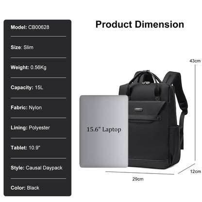 Chantria Slim Ladies Backpack 15L Nylon Trendy Latest Bagpack Women for 15.6“ Laptop, Magnetic Luxury Backpack Water-Repellent Stylish Office Backpacks for Casual & Daypack (Black)